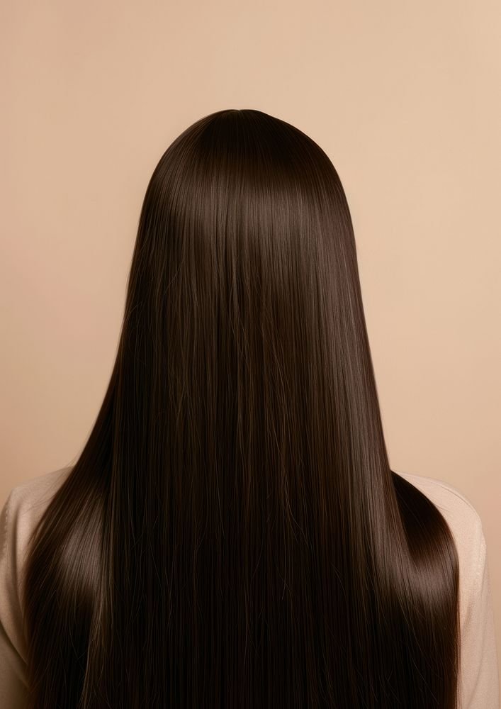woman shine hair using hair straightener adult hairstyle portrait.